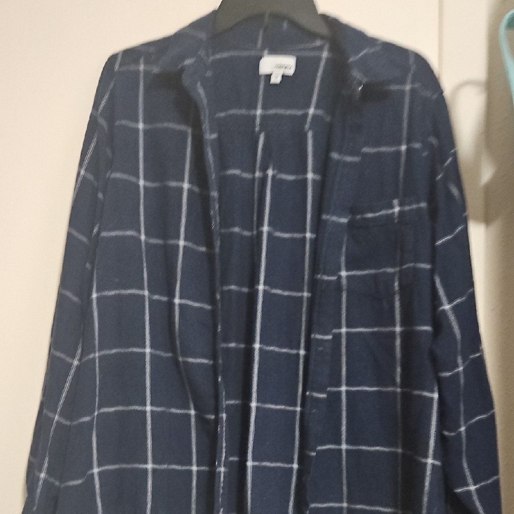 Blue Plaid Button-Up Shirt Plus Size
